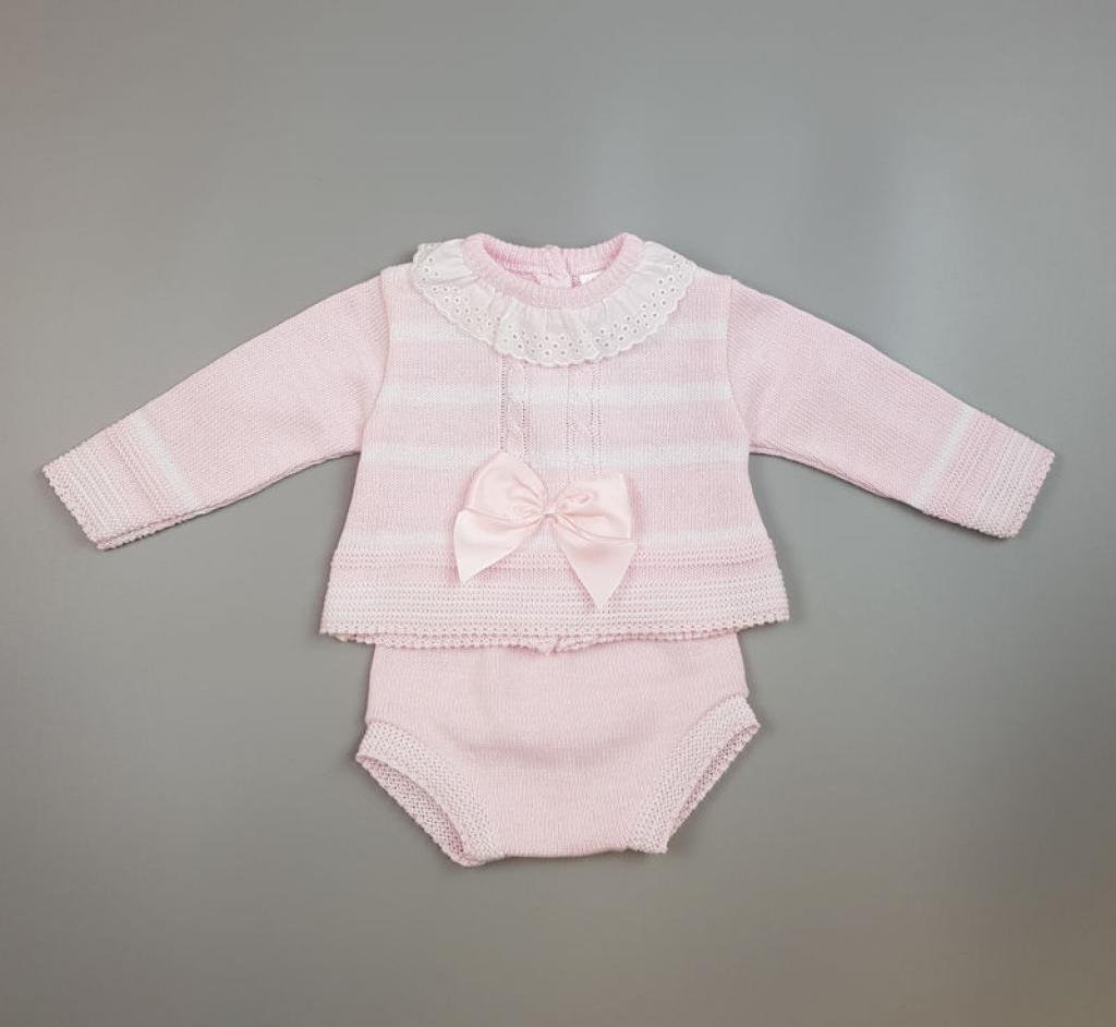 Pex Katia Pants * PXKatia_JP_Pa Cotton Knitted "Bow" Jam Pants Set (NB - 9m)