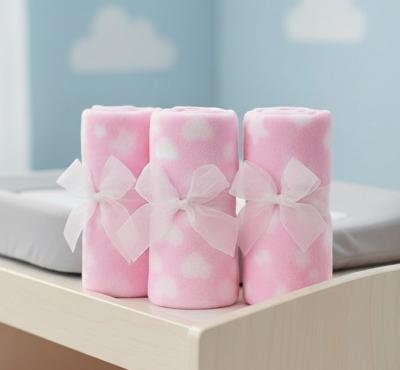 QT19C246  White and Pink Fleece Blanket  ( 3 designs)