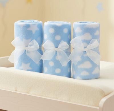 QT19C247  White and Sky Fleece Blanket  ( Three designs)