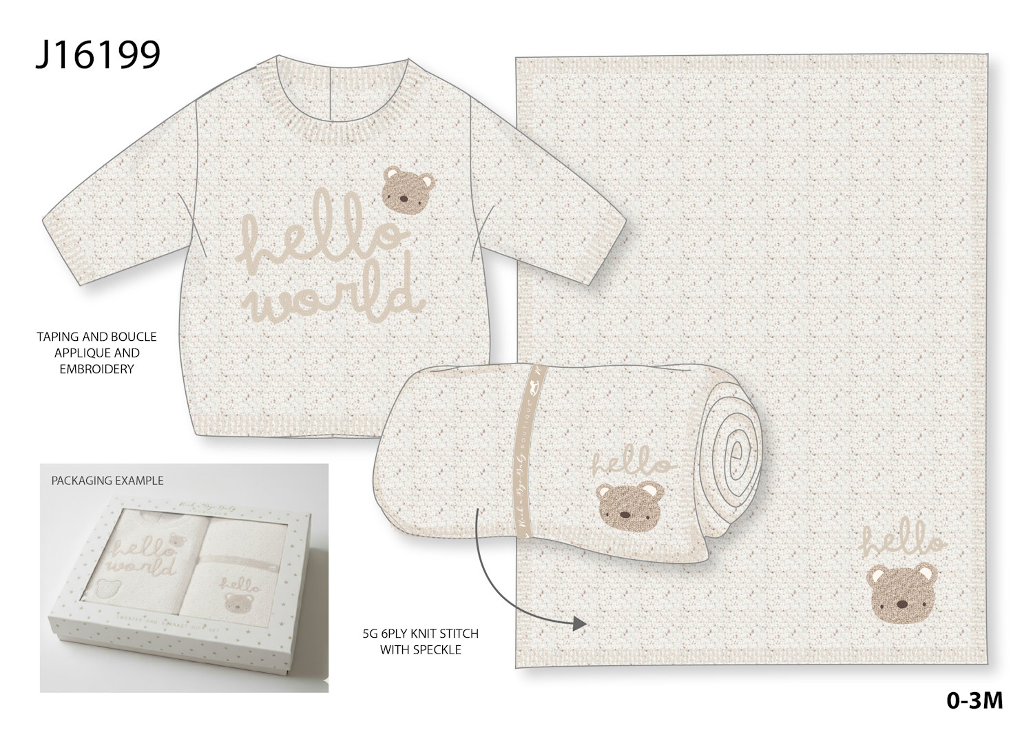 Rock a bye boutique J16200 * RB16199-CR True Knit Boxed Jumper & Wrap (0-3 months)