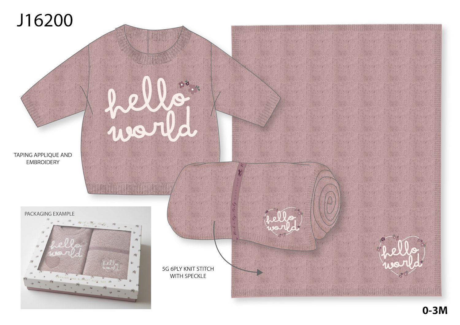 Rock a bye boutique J16200 * RB16200-DP True Knit Boxed Jumper & Wrap (0-3 months)