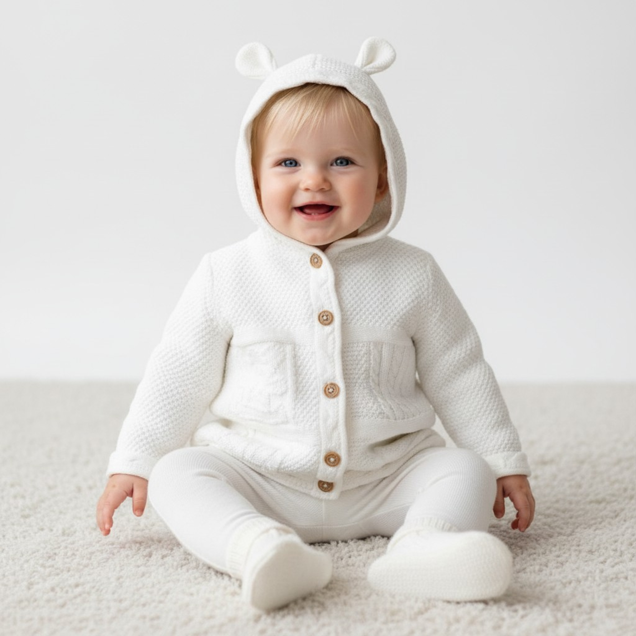 Rock a bye boutique B03935 5056448284057 RBB03935-W Cotton knit cardigan (0-12 months)