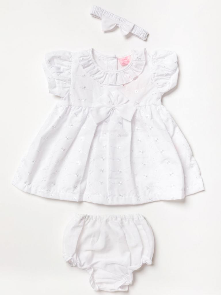 Rock a bye boutique B03971 * RBB03968B  White/Pink Broderie Anglaise dress set (6-24 months)