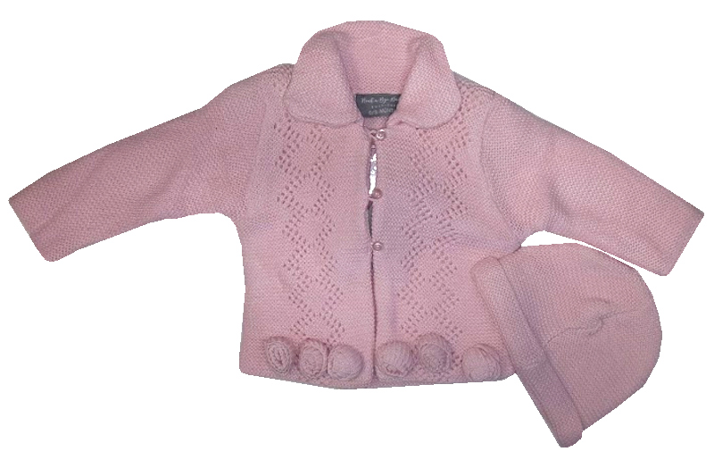 Wecan Exclusive  5055578173545 RBBQ17420o "3D Flowers" Cardigan and Hat (0-12 months) ODDS