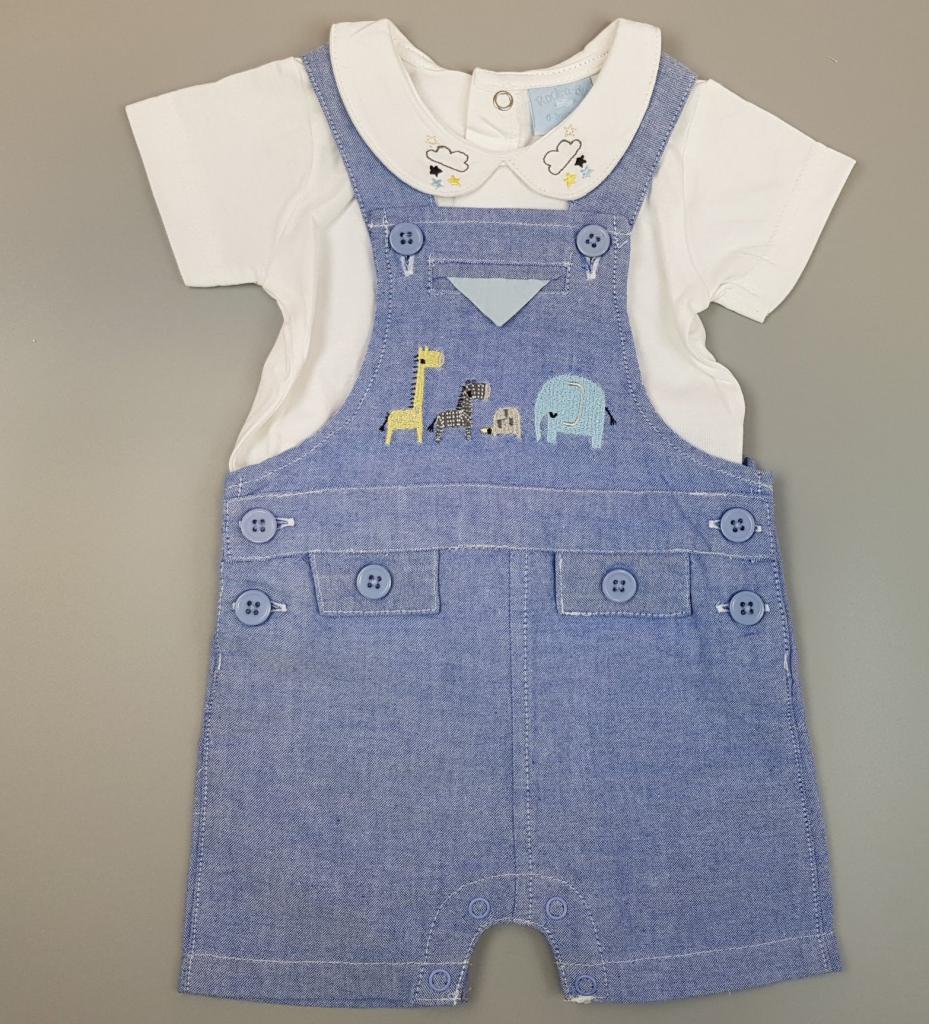 Rock a bye baby R18211 5055578180932 RBBR18211o "Safari" Chambray Dungaree Set (0-6m) ODDS