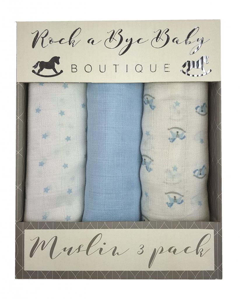 Rock a bye boutique S19576 5055578193291 RBBS19572 Triple pack of muslin swaddle cloths (horse)
