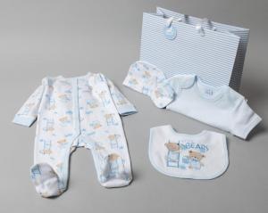 Rock a bye boutique T20759 5056448203034 RBBT19888 "Bears" 5 Piece Layette Set with Gift Bag (NB-6)