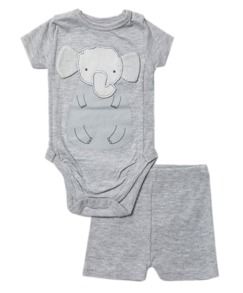 Rock a bye boutique W23911 * RBW23911 Elephant Bodysuit and short(0-12 months)