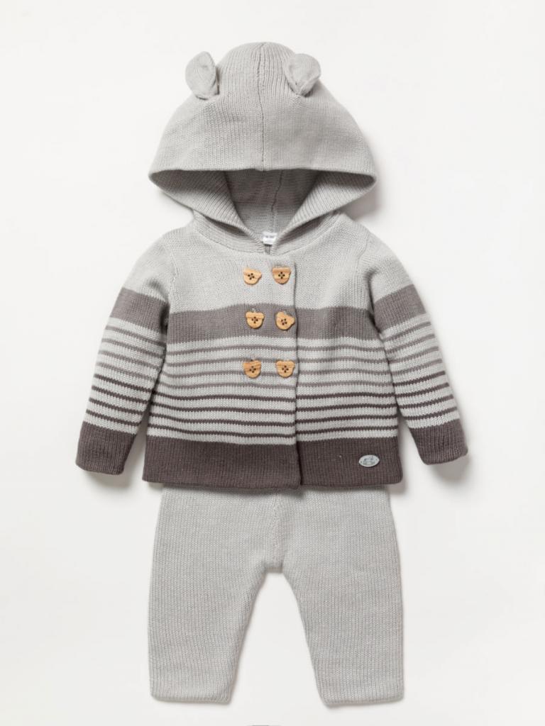 Rock a bye boutique   RBC05268 Grey Teddy Button Outfit (0-12 months)