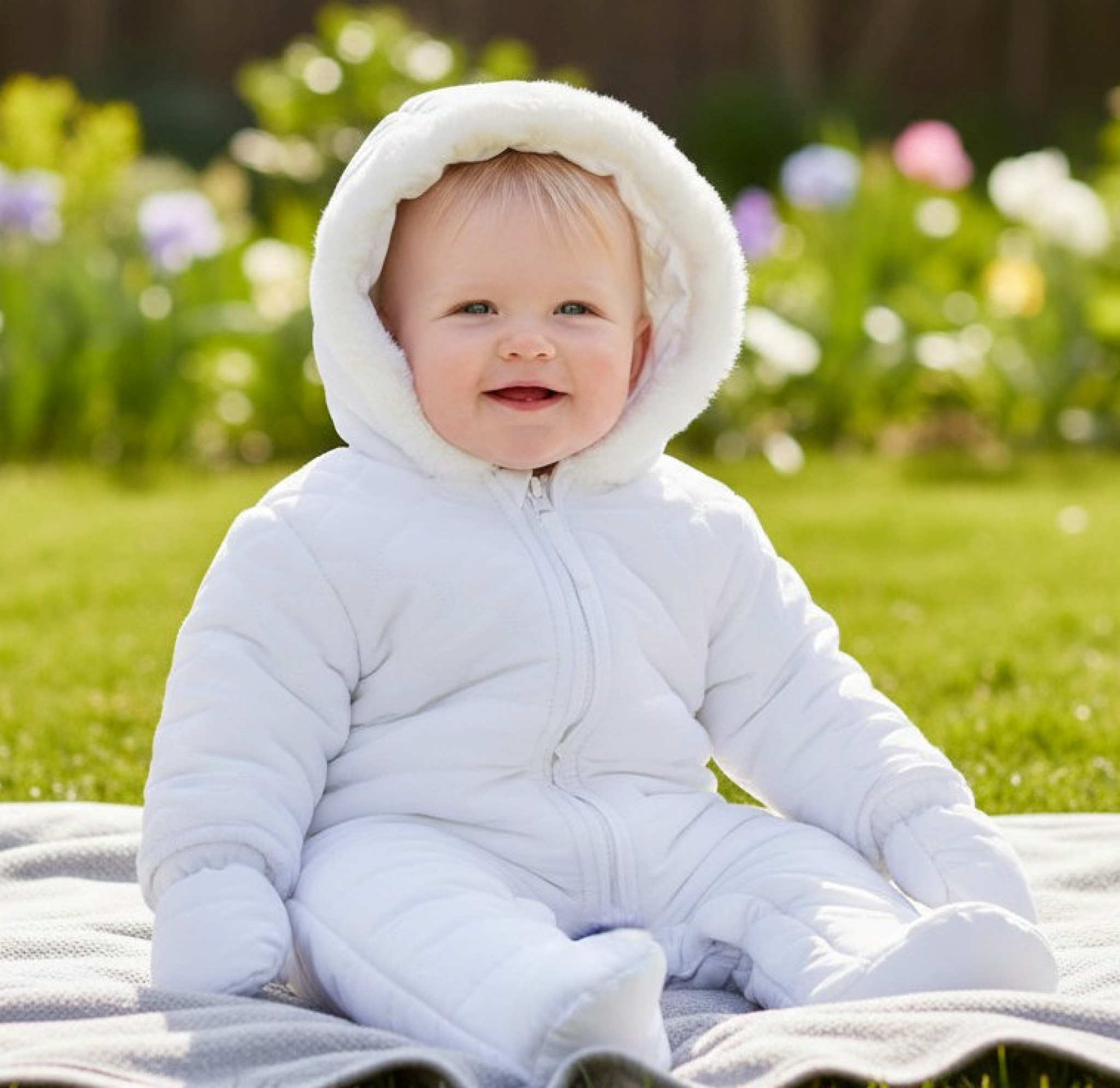 Rock a bye boutique C0580 * RBC05850W White Padded Snowsuit (0-12 months)