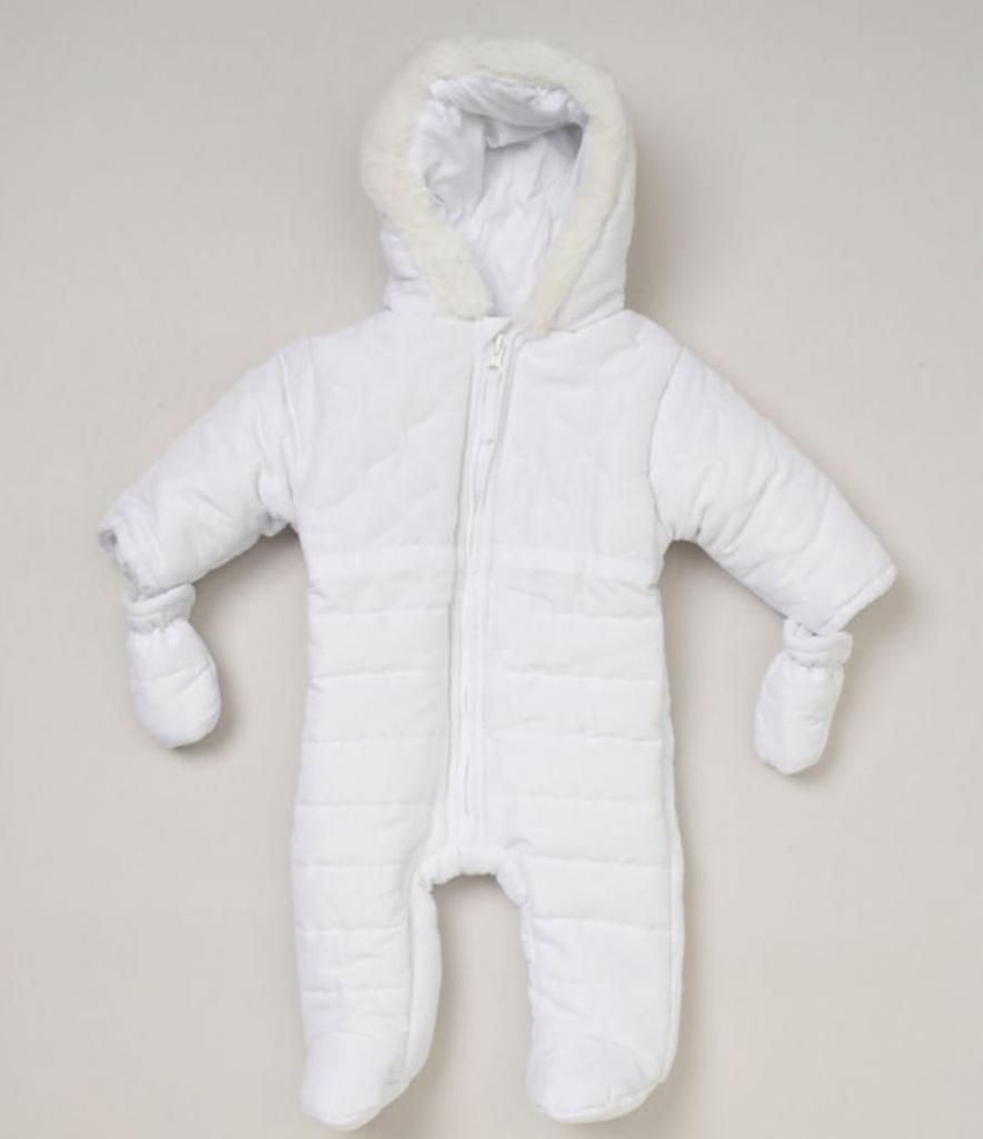 Rock a bye boutique C0580 * RBC05850w White Padded Snowsuit (0-12 months)