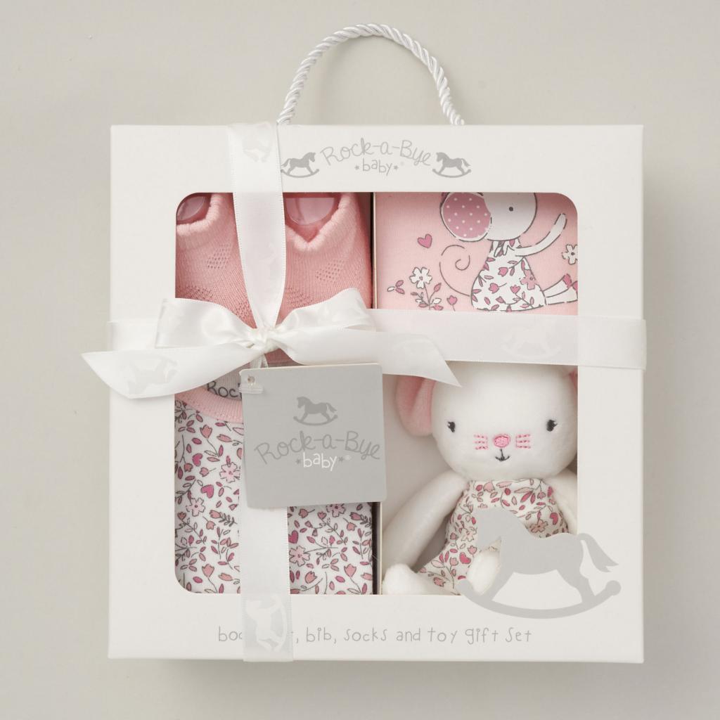 Rock a bye baby D06127 * RBD06127 4 piece "Mouse"  Boxed Gift Set (0-3 months)