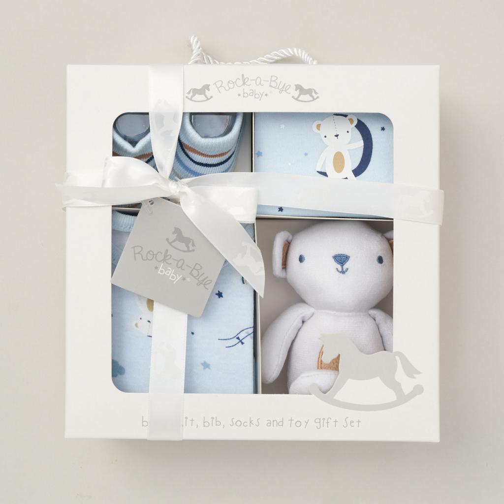 Rock a bye baby D06128 * RBD06128 4 piece "Teddy"  Boxed Gift Set (0-3 months)