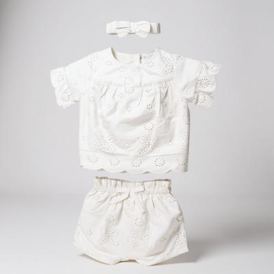 Rock a bye boutique D06870  RBD06870-W Broderie Anglaise shorts set ( 0-12 months)