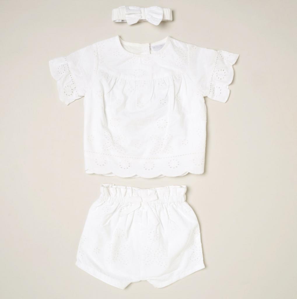 Rock a bye boutique D06870  RBD06870 Broderie Anglaise shorts set ( 0-12 months)