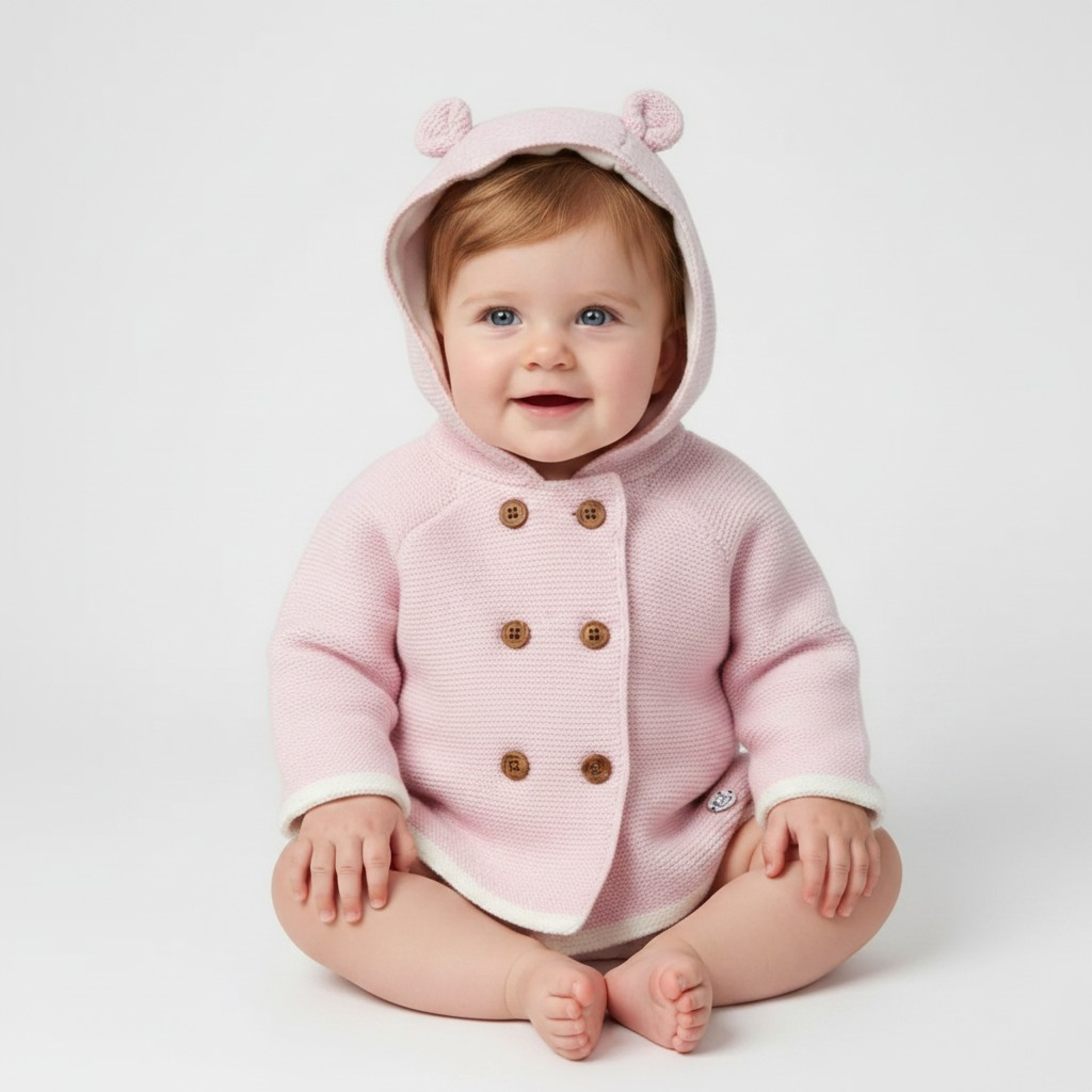Rock a bye boutique D07150 * RBD07150-P Hooded Double Knit Cardigan (0-9 months)
