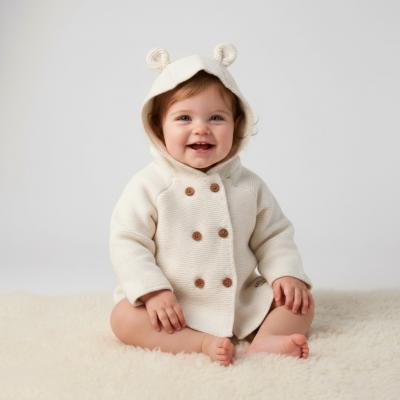 RBD07152-W  Hooded Double Knit Cardigan  (0-9 months)