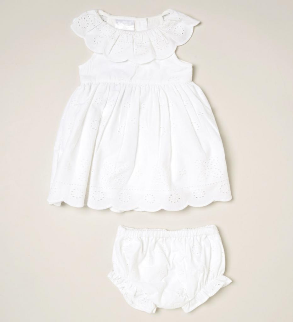 Rock a bye boutique D07170  RBD07170 Broderie Anglaise dress and pants ( 0-12 months)