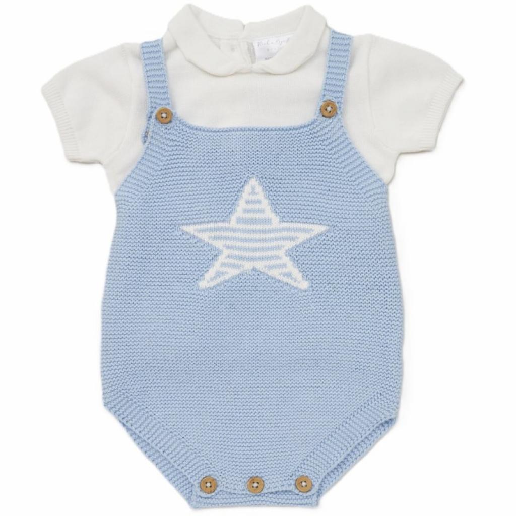 Rock a bye baby D07269 61112090 RBD07269 Cotton knit Dungaree Set "Star" ( 0-12 months)