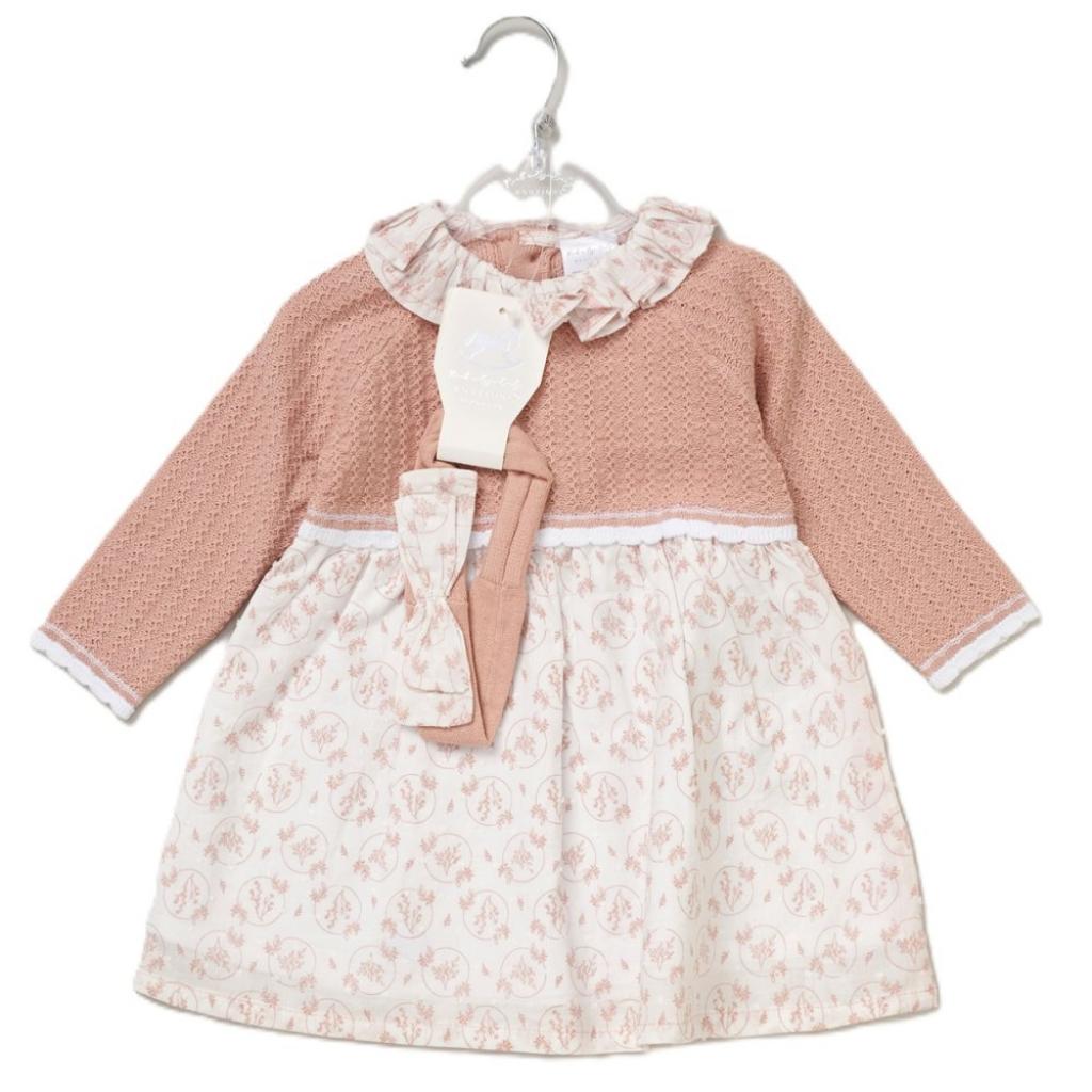 Rock a bye boutique E07708 * RBE07708 knitted and Woven Floral Dress Set (0-12 months)