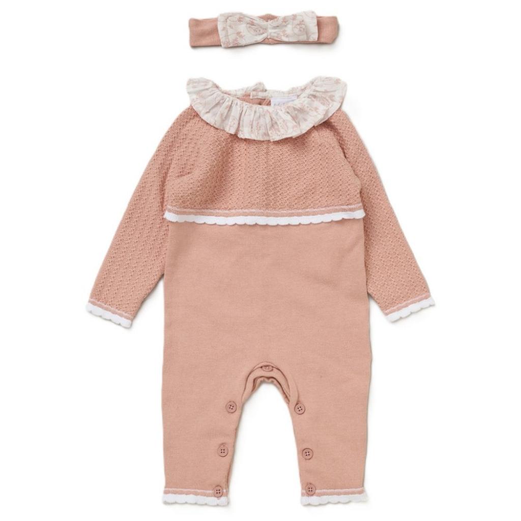 Rock a bye boutique E07710 * RBE07710 Knitted  Floral Romper Set (0-12 months)