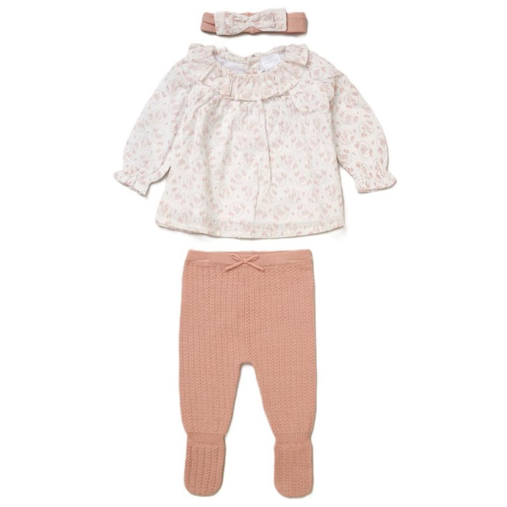 Rock a bye boutique E07712 * RBE07712 Knitted and Woven Floral 3 Piece Set (0-12 months)