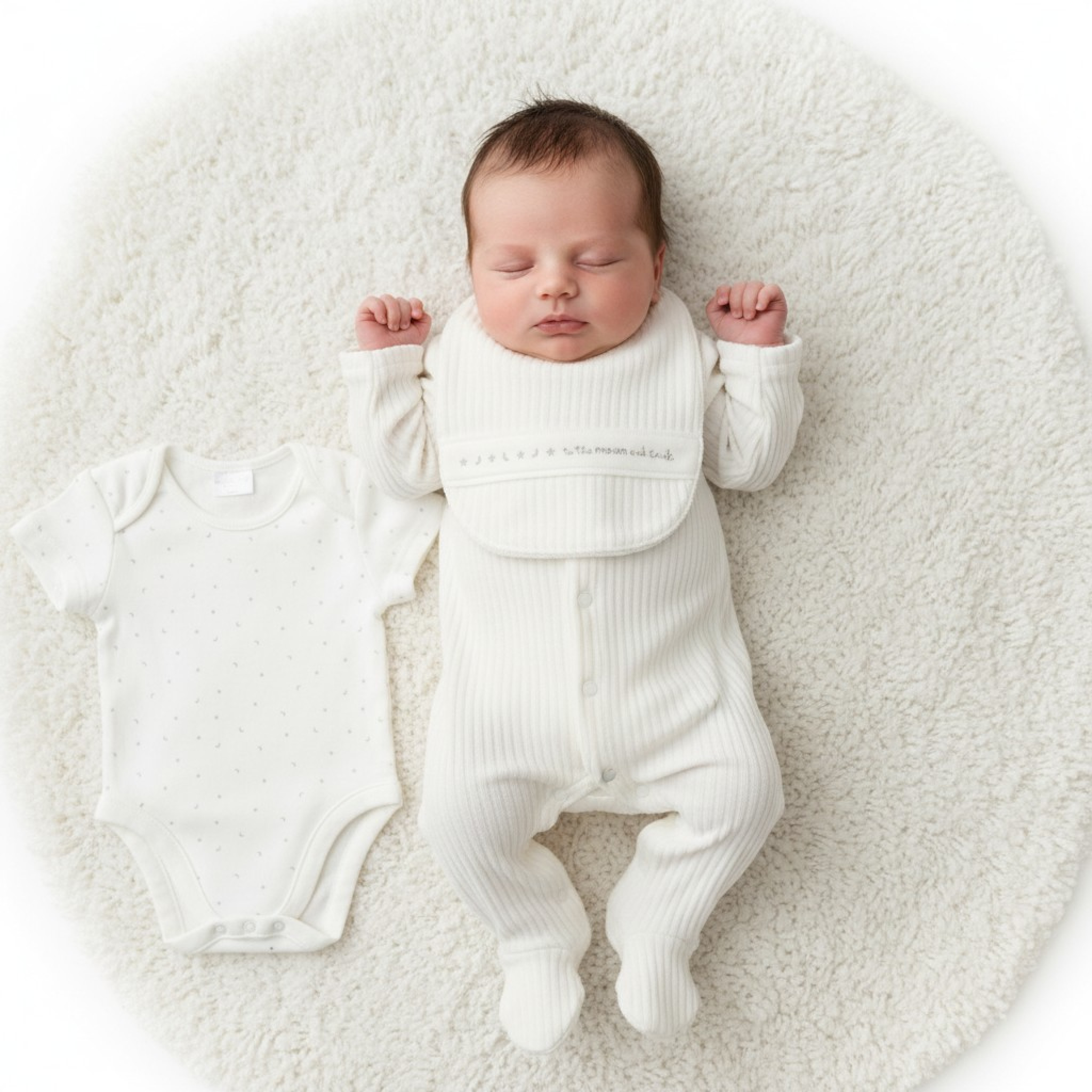Rock a bye boutique E07781 * RBE07781W  Ribbed velour nursery Layette Set (Nb-6 months)