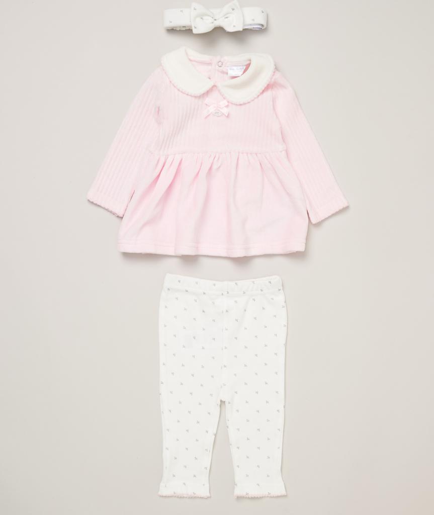 Rock a bye boutique E07788 * RBE07788  Ribbed velour nursery Set (0-9 months)