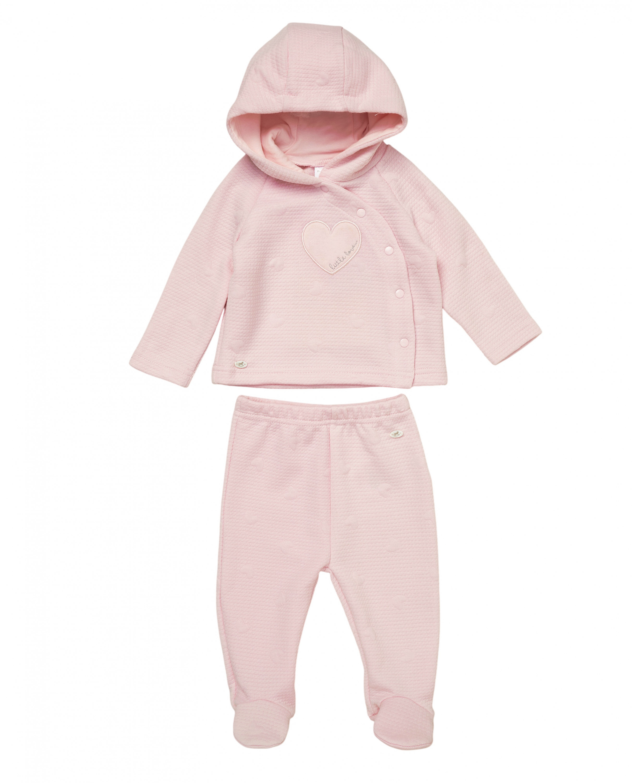 Rock a bye boutique E07805 * RBE07805P Heart textured Hooded Set (Nb-6 months)