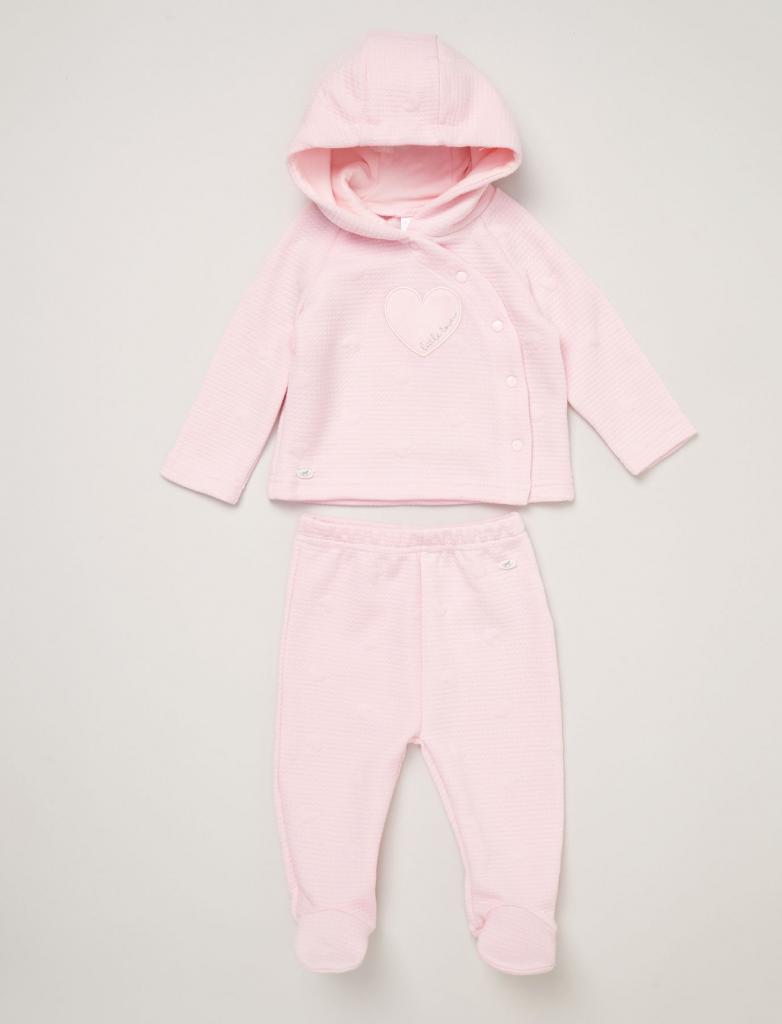 Rock a bye boutique E07805 * RBE07805 Heart textured Hooded Set (Nb-6 months)