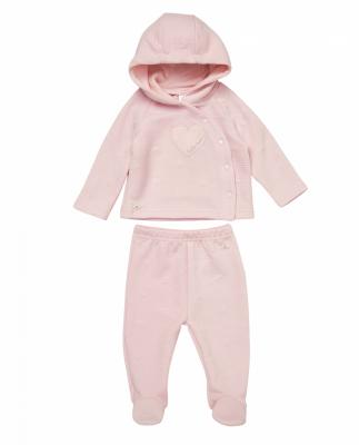 Rock a bye boutique E07805 * RBE07805 Heart textured Hooded Set (Nb-6 months)