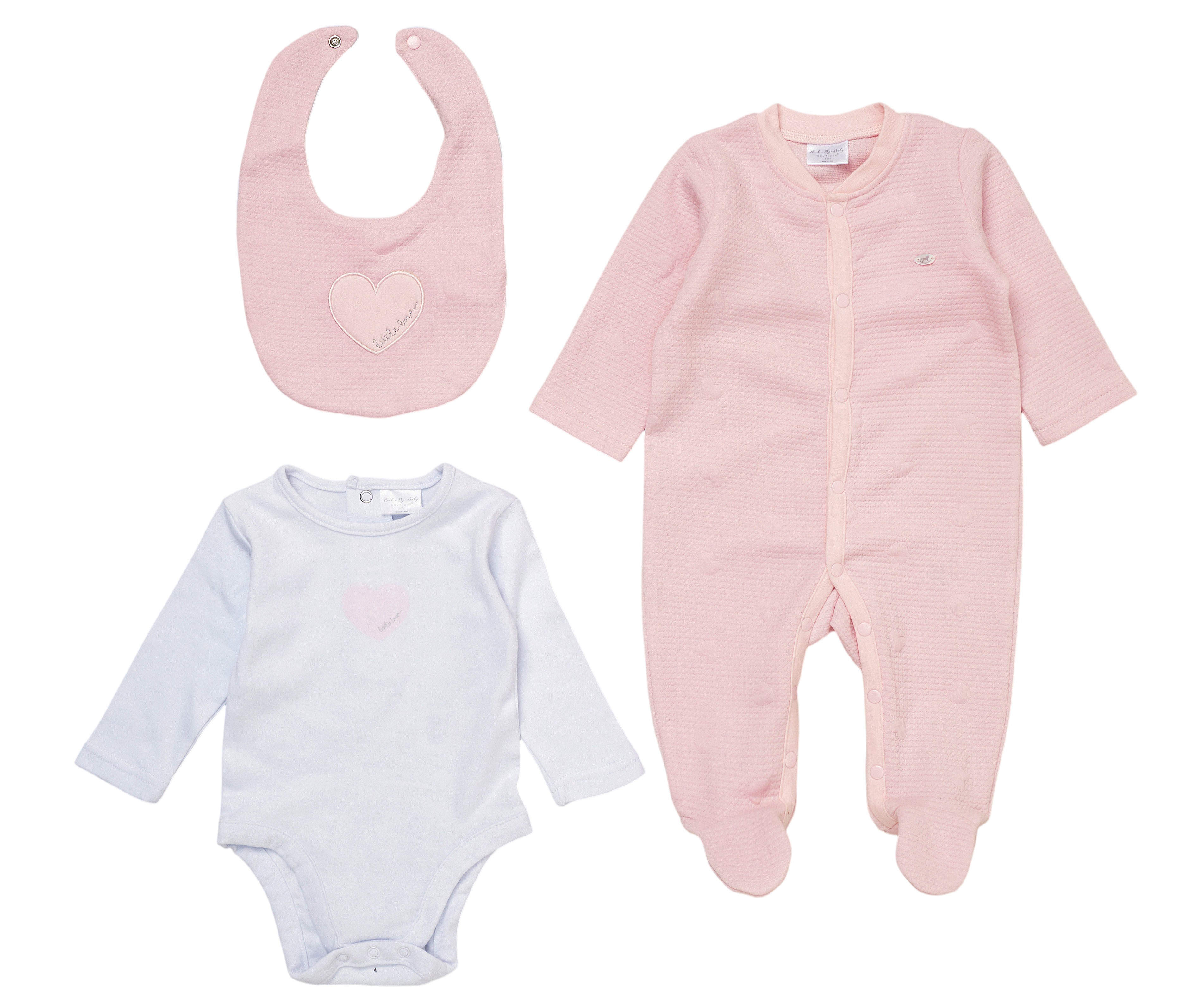 Rock a bye boutique E07817 * RBE07817P Heart textured Layette Set (Nb-6 months)