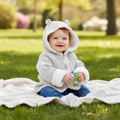 RBE07895G  Grey Borg and Knit Cardigan  (0-12 months)