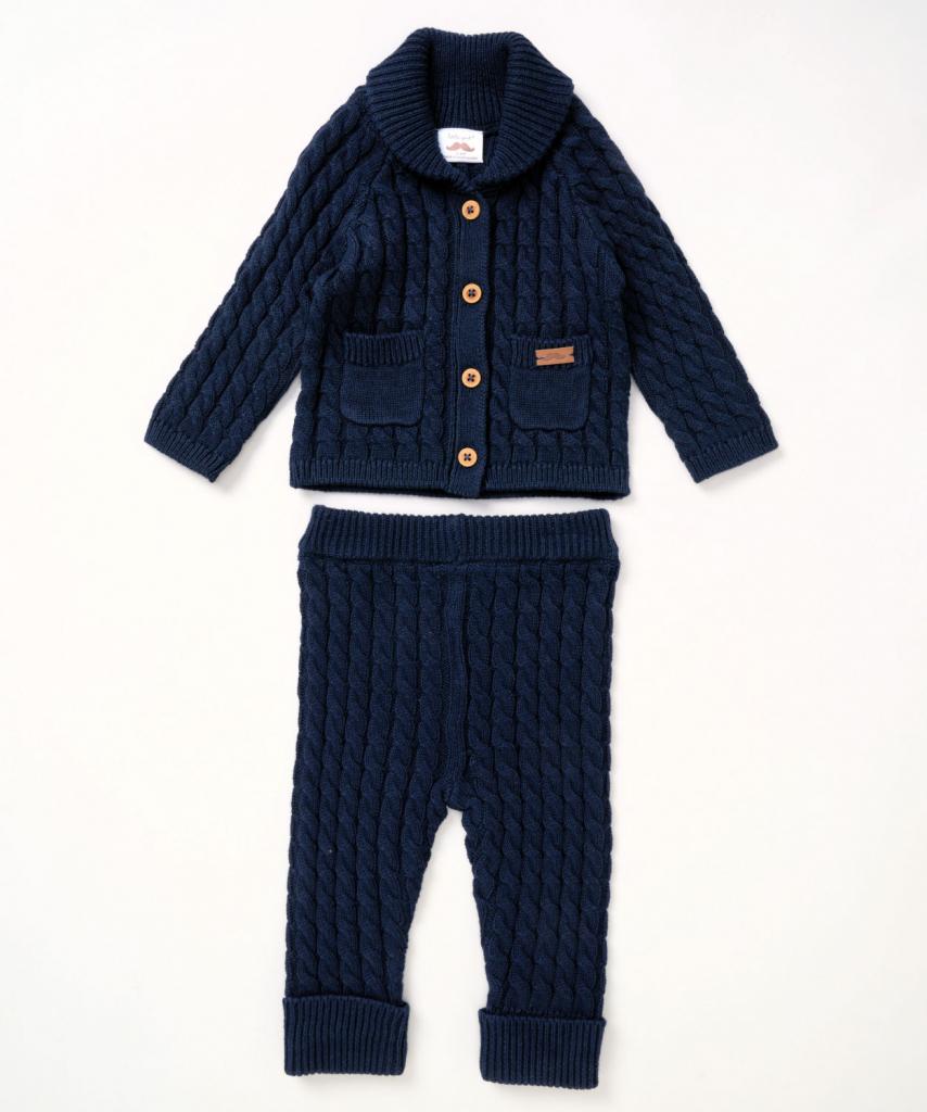 Rock a bye boutique E07908 0-3 = 5056623219195,3-6 = 5056623219201,6-12 = 5056623217908 RBE07908 Cotton Cable Knit set(0-12 months)