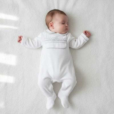 RBE08290-W  Bibbed Velour All In One  (0-9 months)