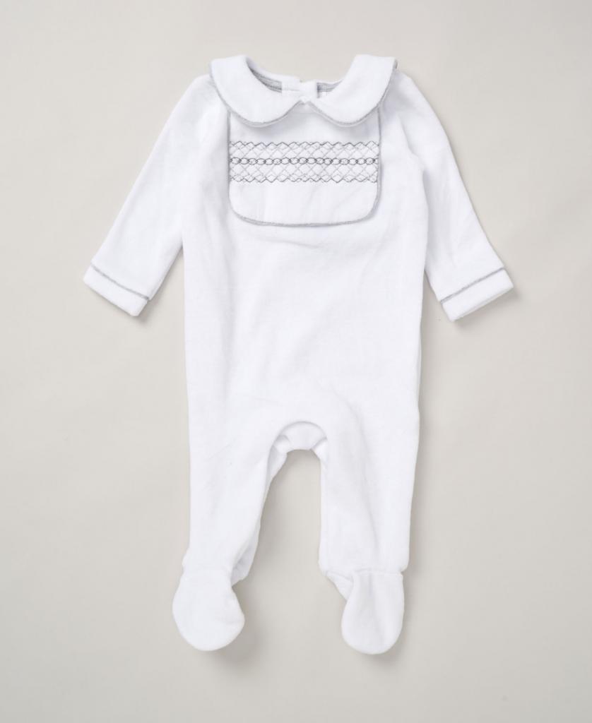 Rock a bye boutique E08290-1 * RBE08290 Bibbed SmocketdVelour  All in one(0-9 months)