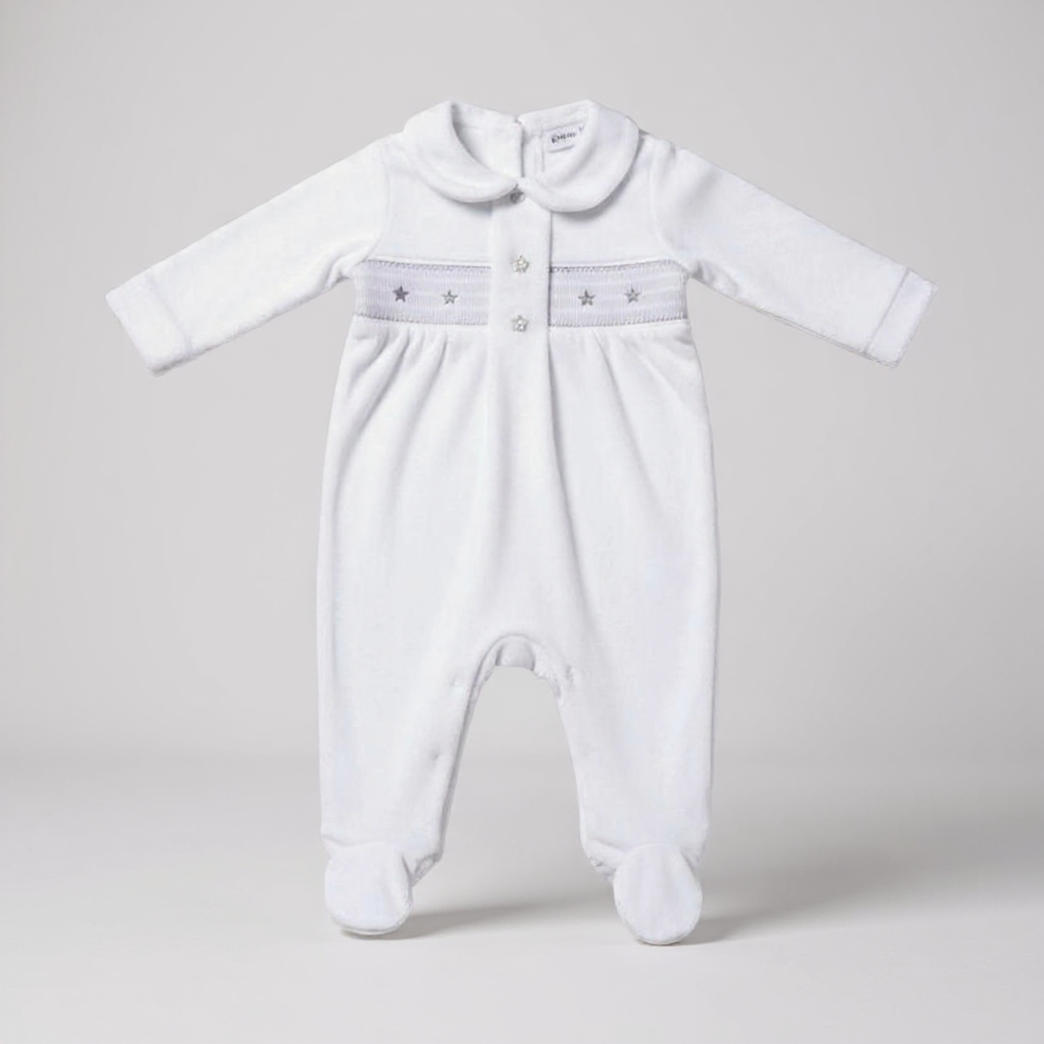 Rock a bye boutique E08292-1 * RBE08292W Smocked "Star" Velour  All In One (0-9 months)