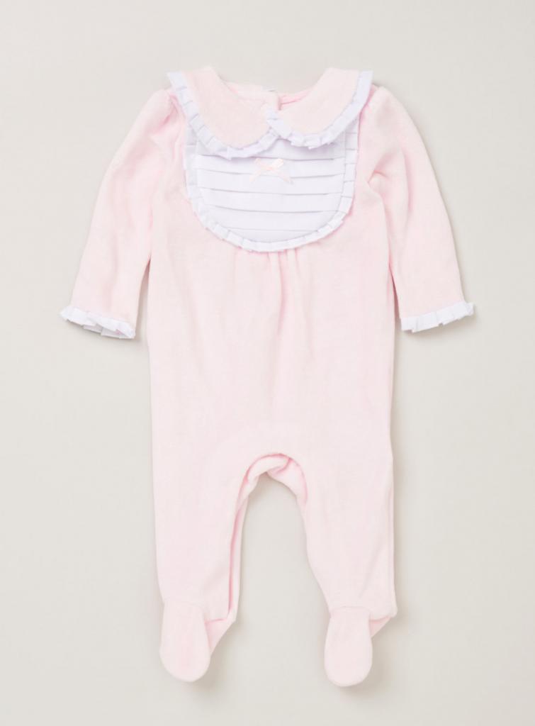 Rock a bye boutique E08297-1 * RBE08297 Bibbed Velour  All in one(0-9 months)