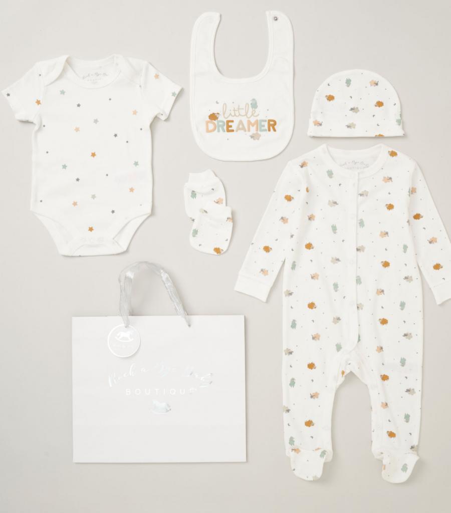 Rock a bye boutique E08809 * RBE08809 Farm Animals 5 Piece Layette & Bag(NB - 6m)