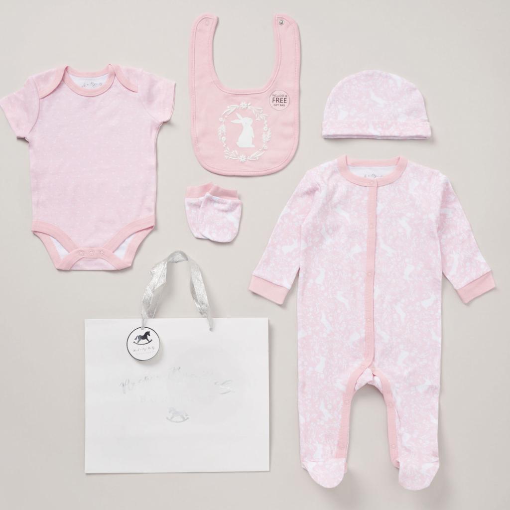 Rock a bye boutique E08827  RBE08827 "Bunny" 5 Piece Layette Set (Nb-6 months)