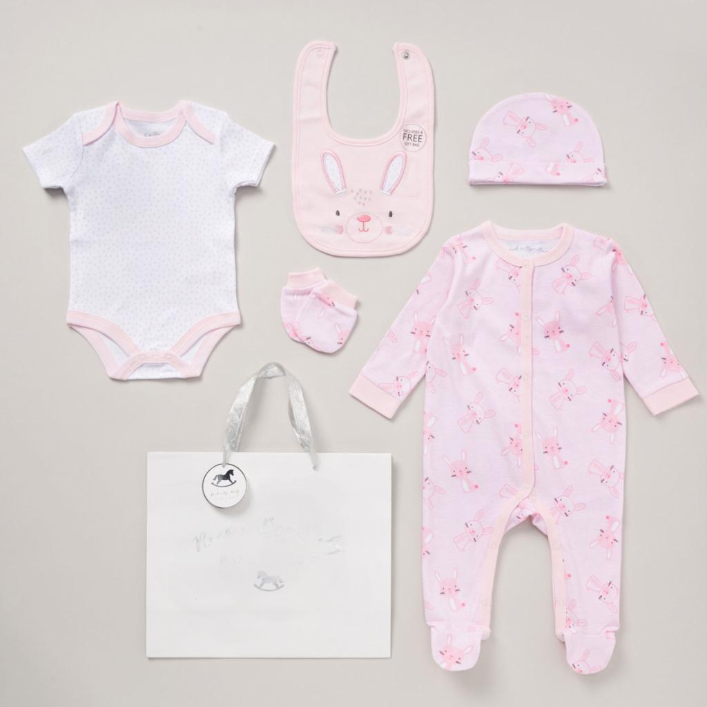 Rock a bye boutique E08837  RBE08837  "Bunny" 5 Piece Layette Set (Nb-6 months)