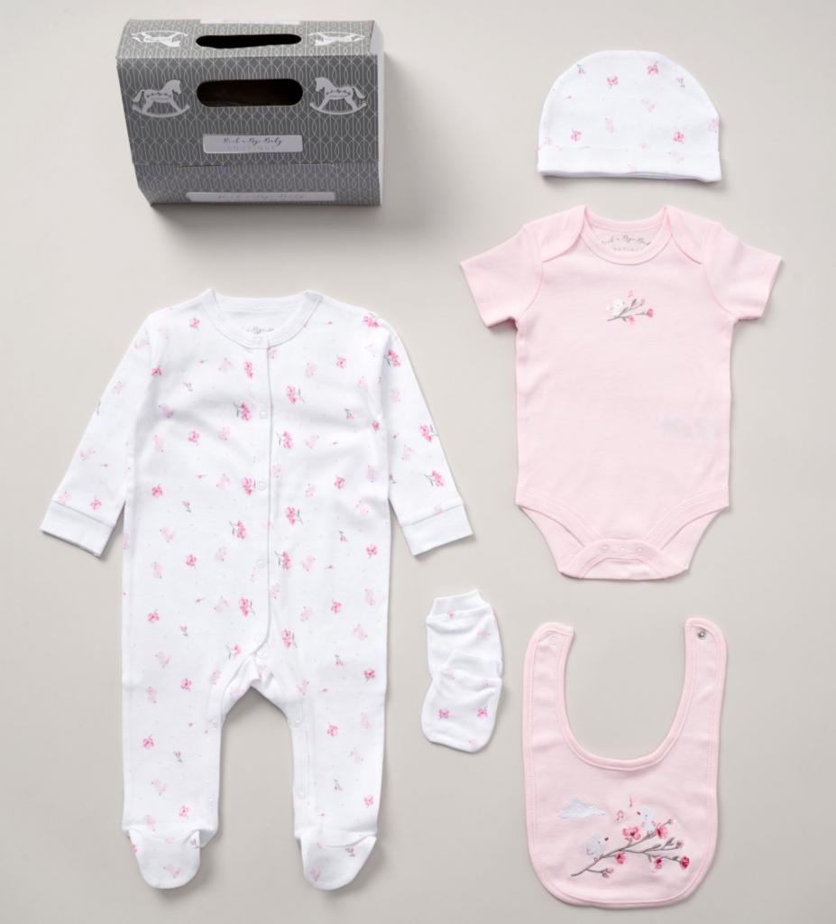 Rock a bye boutique E08868  RBE08868 "Flowers and Birds" 5 Piece Layette Set (Nb-6 months)