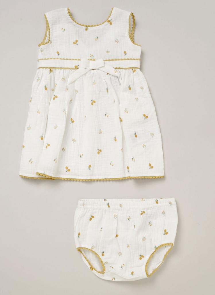 Rock a bye boutique F008988NB 50567856546540 RBF08988  Muslin Lemon Dress and Pants (0-12 months)