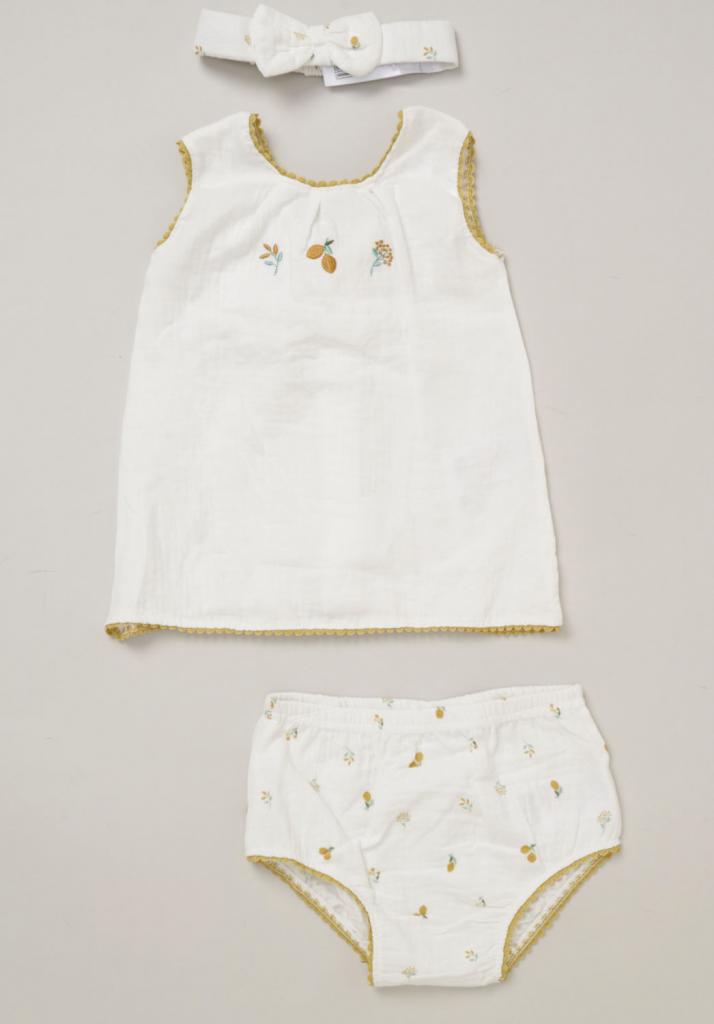 Rock a bye boutique F008990NB 5056756546649 RBF08990 Muslin Lemon Three Piece Set (0-12 months)