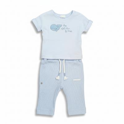 Rock a bye boutique F09014NB 5056756546748 RBF09014 Whale Waffle Trouser/Short Set(0-12 months)