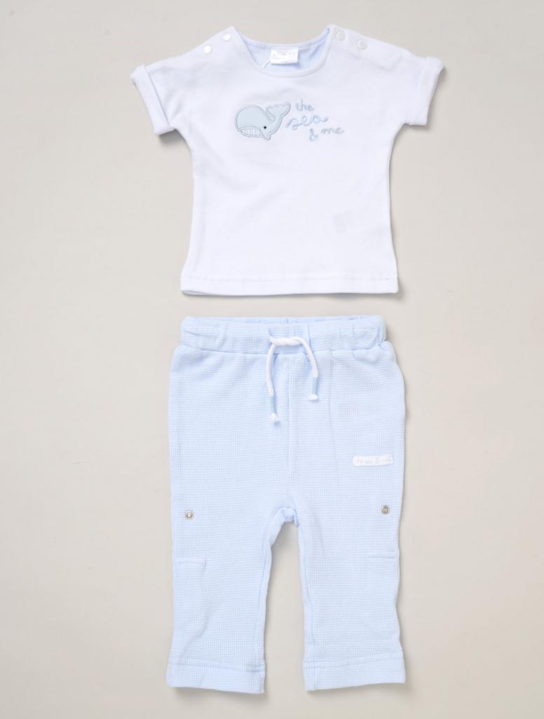 Rock a bye boutique F09014NB 5056756546748 RBF09014 Whale Waffle Trouser/Short Set(0-12 months)