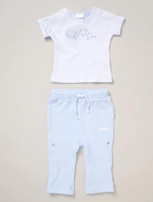 Rock a bye boutique F09014NB 5056756546748 RBF09014S Whale Waffle Trouser/Short Set(0-12 months)