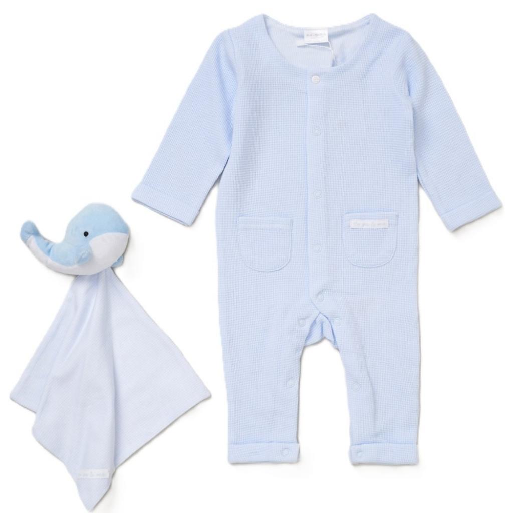 Rock a bye boutique F09017NB 5056756546892 RBF09017s Whale Waffle Romper & Comforter(0-12 months)