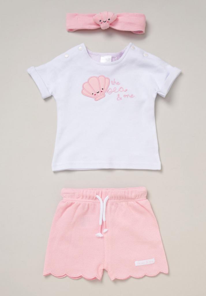 Rock a bye boutique F09018NB 5056756546946 RBF09018 Seashell Scalloped Waffle Shorts Set(0-12 months)