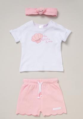Rock a bye boutique F09018NB 5056756546946 RBF09018P Seashell Scalloped Waffle Shorts Set(0-12 months)